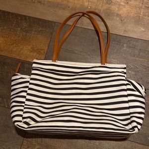 DSW tote bag black and white striped
